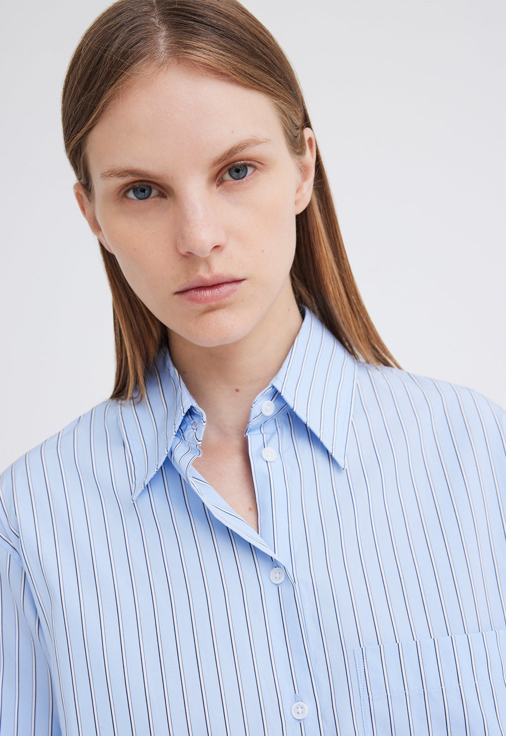 Jac+Jack Den Italian Cotton Shirt - Big Blue Stripe